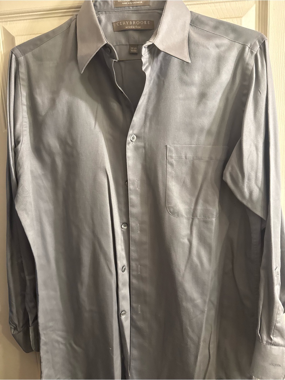 Claybrooke Men's Silver-Gray Long Sleeve Dress Shirt
